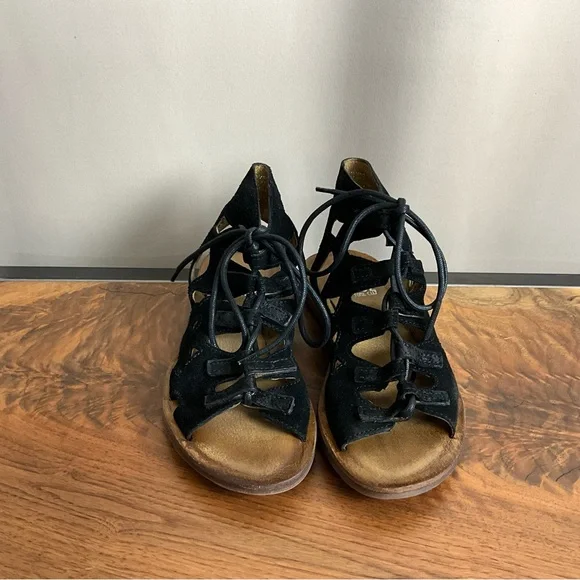 Miz Mooz Fond Gladiator Black Leather Lace Up Sandal, New in Box, EU Size 38